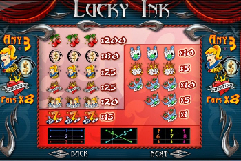 Lucky Ink Paytable Lucky Ink Paytable