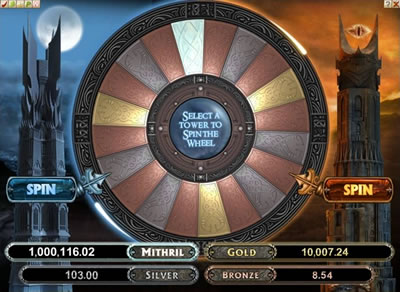 The Lord of the Rings slot Jackpot Wheel can award over one-million credits! Lord of the Rings Jackpot Wheel