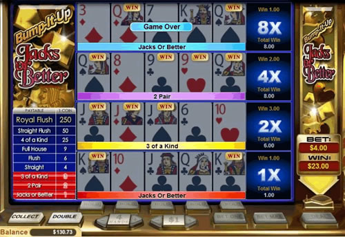 Bump-It-Up Jacks or Better Video Poker Game